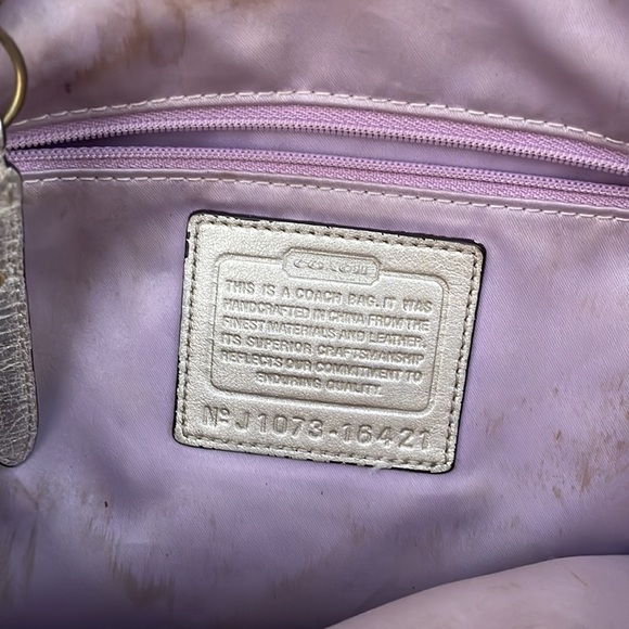 Coach Metallic Colette Leather Perforated Op Art Tote - Gold - Picture 9 of 10